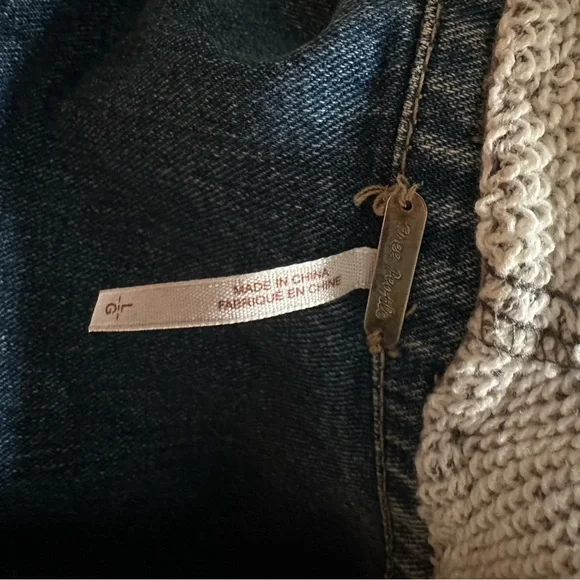 Free People Distressed Denim/Knit Hoodie Jacket - Picture 5 of 5